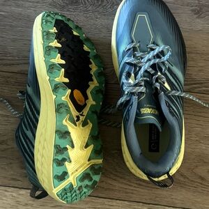 Hoka One One Blue and Yellow Trail Shoes